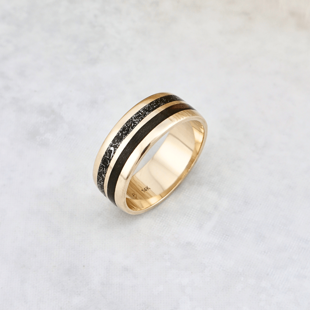 Bague Météorite et bois Mathieu Blanchard Bagues Jonc Poussières d’étoiles et bois | Mathieu Blanchard Joaillerie Mathieu Blanchard Joaillerie
