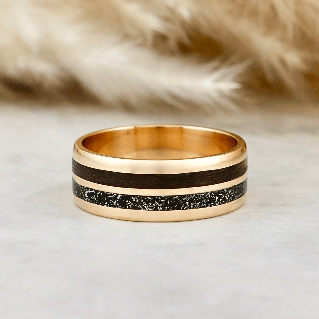 Bague Météorite et bois Mathieu Blanchard Bagues Jonc Poussières d’étoiles et bois | Mathieu Blanchard Joaillerie Mathieu Blanchard Joaillerie