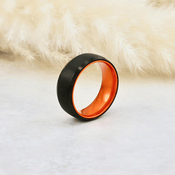 Roadtripmadewood Bagues Bague Orange Électrique en tungstène