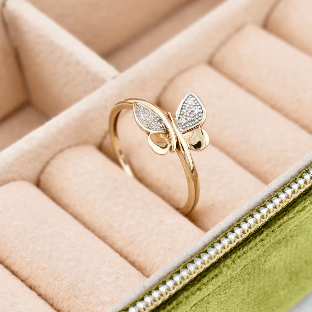 Bague Papillon et diamants en or jaune 10K - Bagues Bague Papillon en or 10K et diamants 2pts | Mathieu Blanchard Mathieu Blanchard Joaillerie