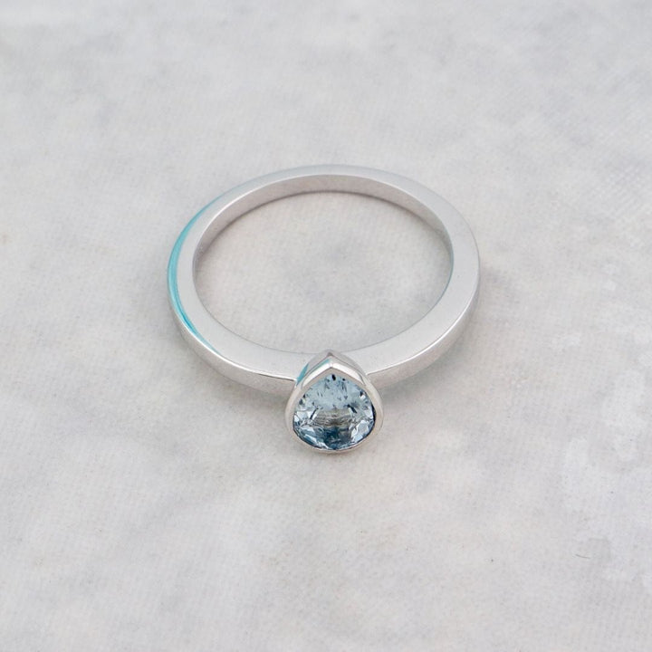 Mathieu Blanchard Bagues Bague Poire en or 14K  - 18K ou platine et aigue-marine