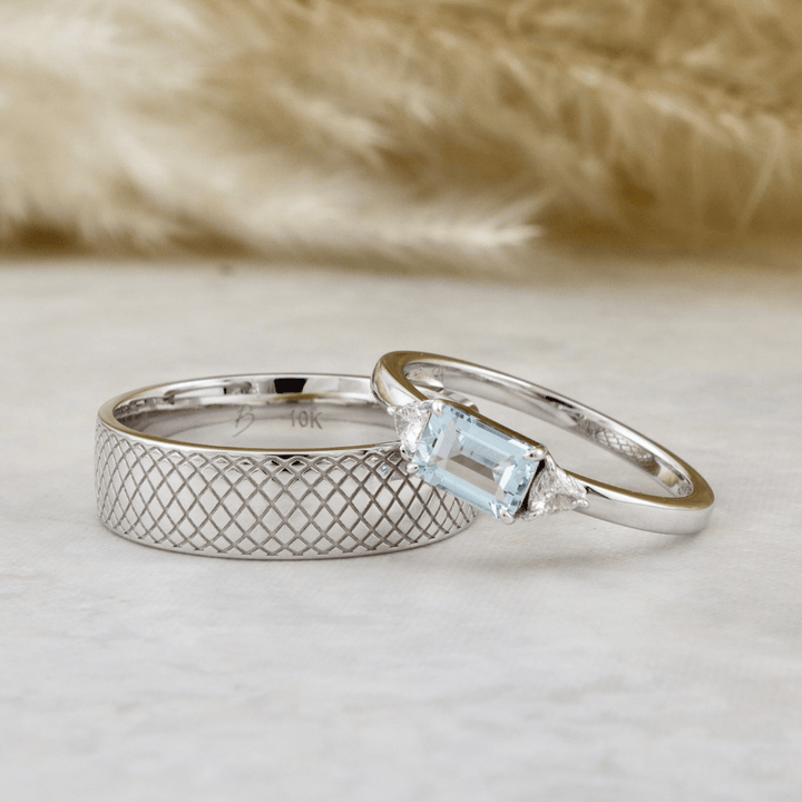 Bague Prisme, aigue marine et diamants Mathieu Blanchard Bagues Bague Prisme en or avec aigue-marine taille émeraude et diamants Trillion | Mathieu Blanchard Mathieu Blanchard Joaillerie