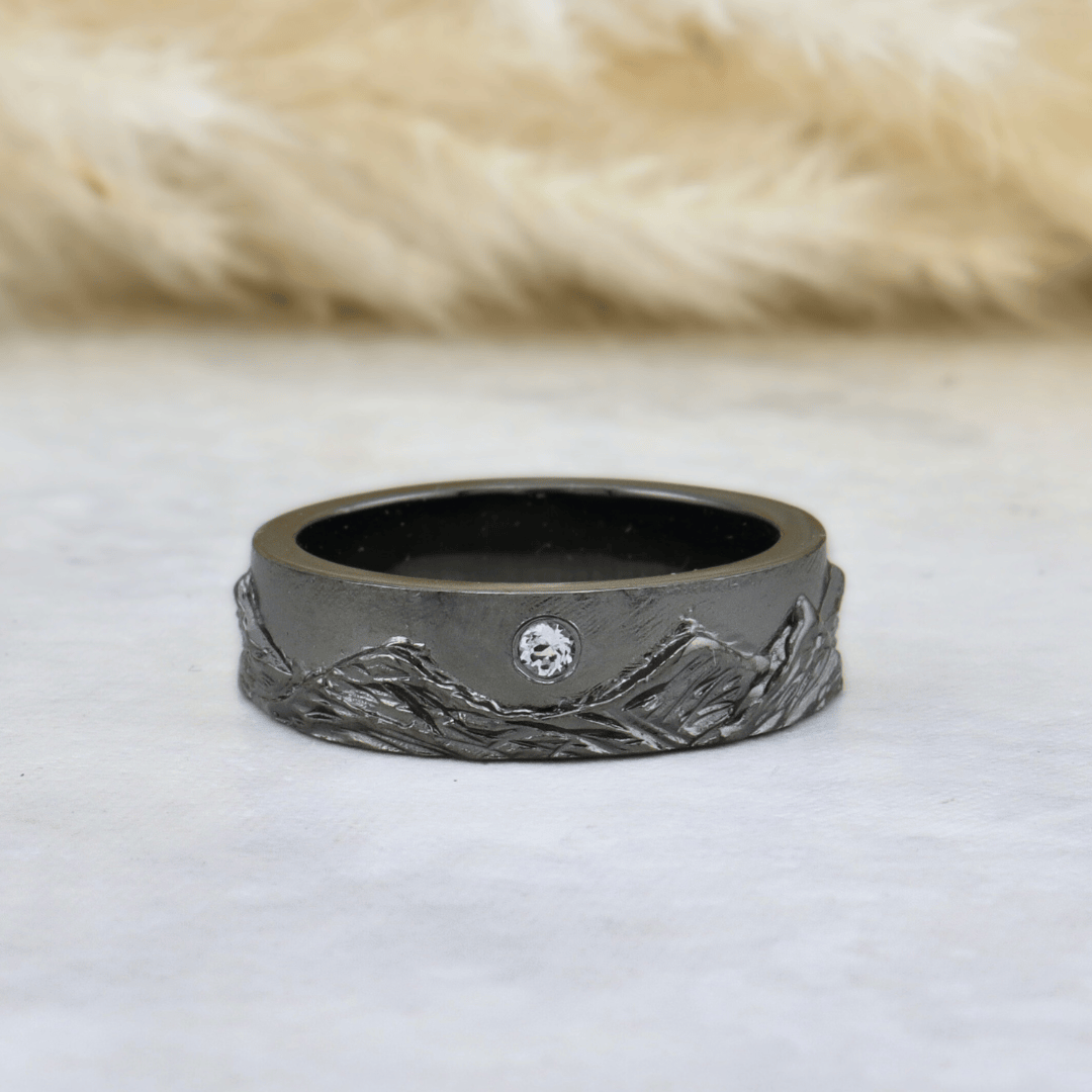 Bague Rocheuses canadiennes Version nuit en argent sterling Mathieu Blanchard Bagues Jonc Rocheuses canadiennes en argent ou or  | Mathieu Blanchard Mathieu Blanchard Joaillerie