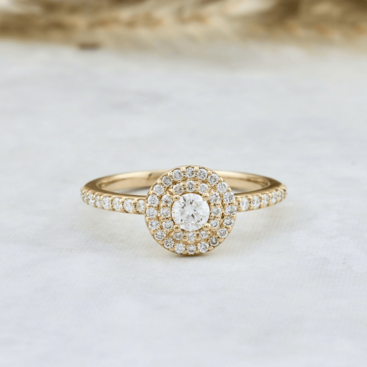 Mathieu Blanchard Bagues Bague solitaire Double Halo diamants 0.45 ctw