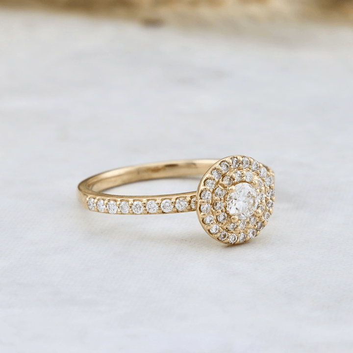 Mathieu Blanchard Bagues Bague solitaire Double Halo diamants 0.45 ctw