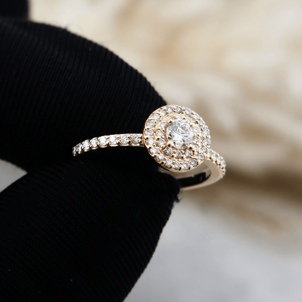 Mathieu Blanchard Bagues Bague solitaire Double Halo diamants 0.45 ctw