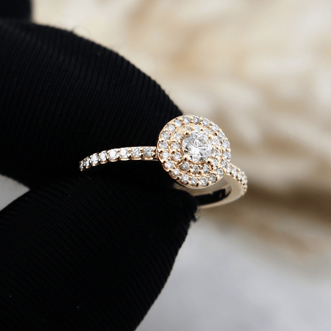 Mathieu Blanchard Bagues Bague solitaire Double Halo diamants 0.45 ctw