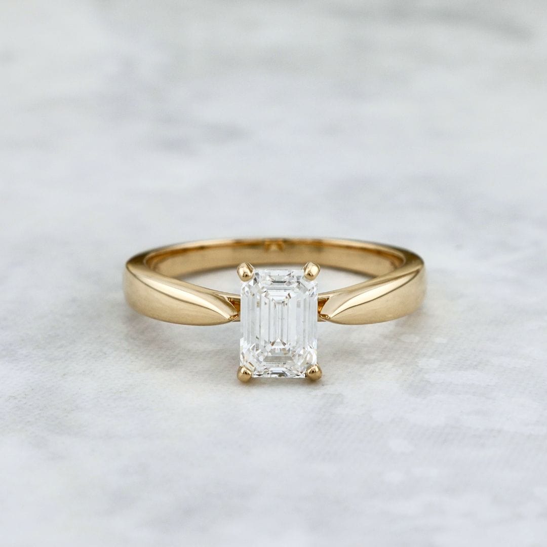 Mathieu Blanchard Bagues Bague solitaire Émeraude en or 14K - 18K et diamant 1 ct