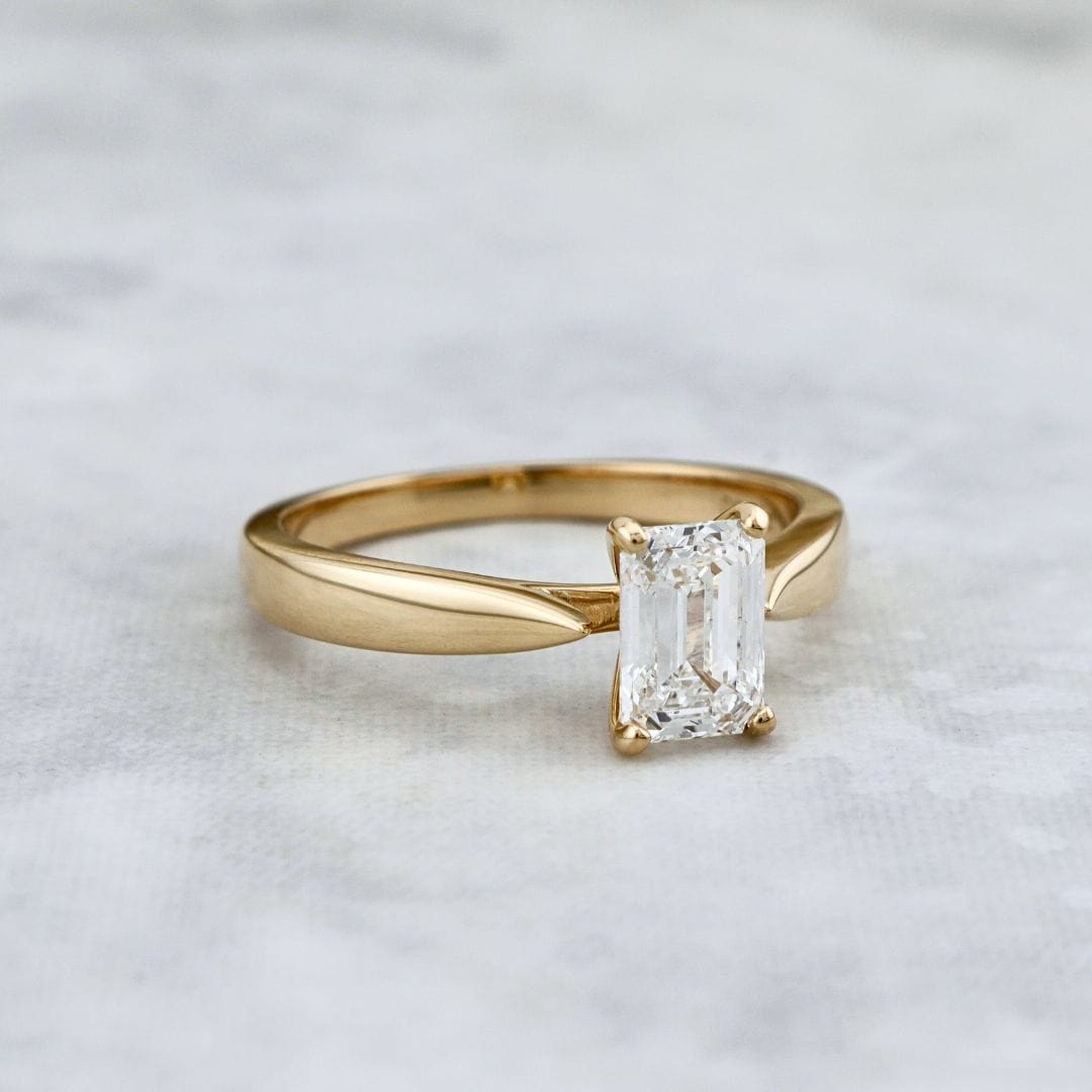 Mathieu Blanchard Bagues Bague solitaire Émeraude en or 14K - 18K et diamant 1 ct
