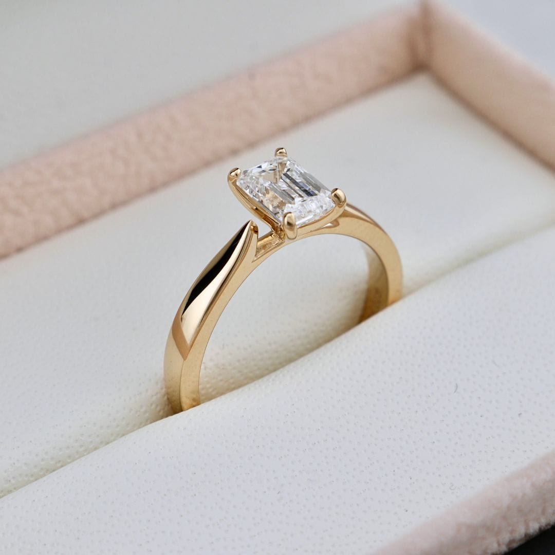 Mathieu Blanchard Bagues Bague solitaire Émeraude en or 14K - 18K et diamant 1 ct