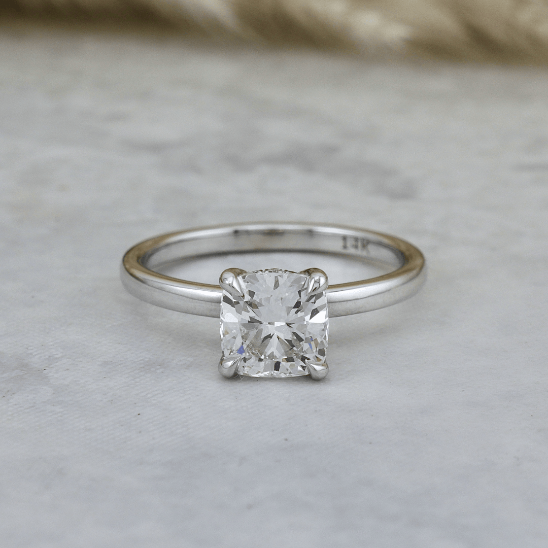 Mathieu Blanchard Bagues Bague Solitaire Halo Diamant Cushion 1.5 ct