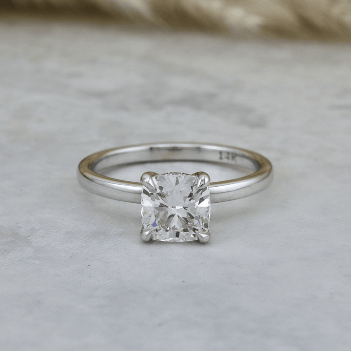 Mathieu Blanchard Bagues Bague Solitaire Halo Diamant Cushion 1.5 ct