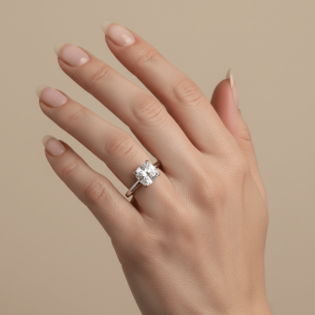 Mathieu Blanchard Bagues Bague Solitaire Halo Diamant Cushion 1.5 ct