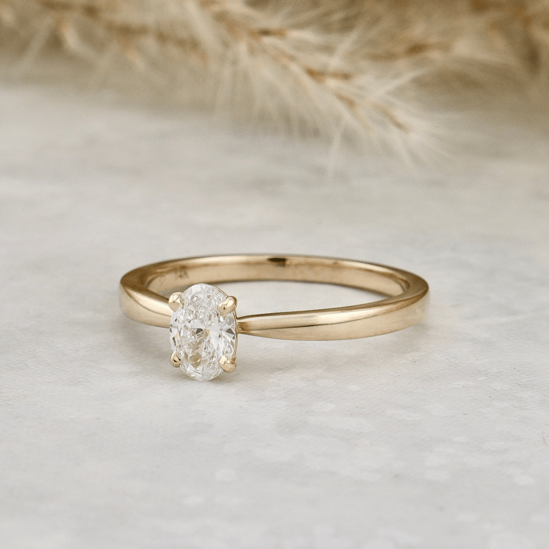 Mathieu Blanchard Bagues Bague solitaire Oval en or 14K et diamant 0,5 ct