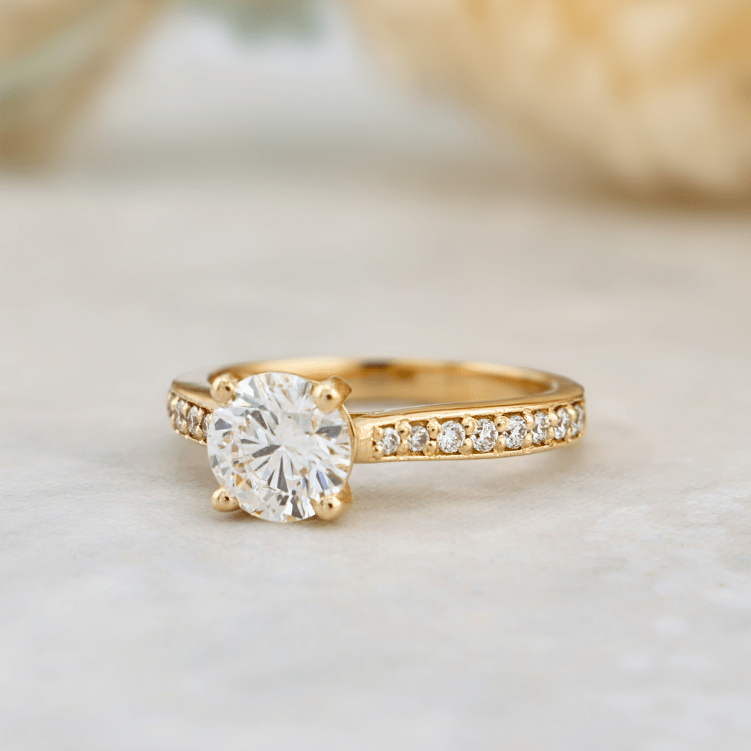 Mathieu Blanchard Bagues Bague solitaire Pavé en or 14K - 18K ou platine et diamant 1 ct