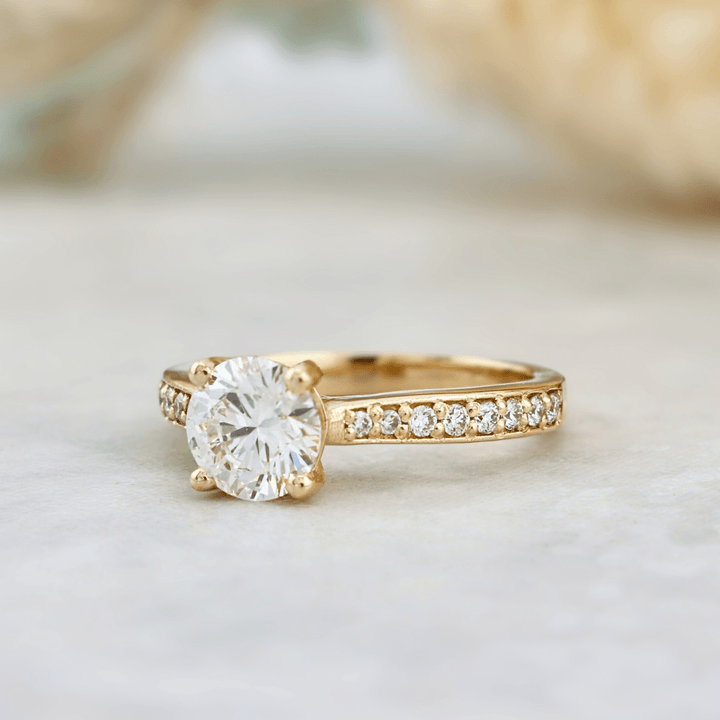 Mathieu Blanchard Bagues Bague solitaire Pavé en or 14K - 18K ou platine et diamant 1 ct