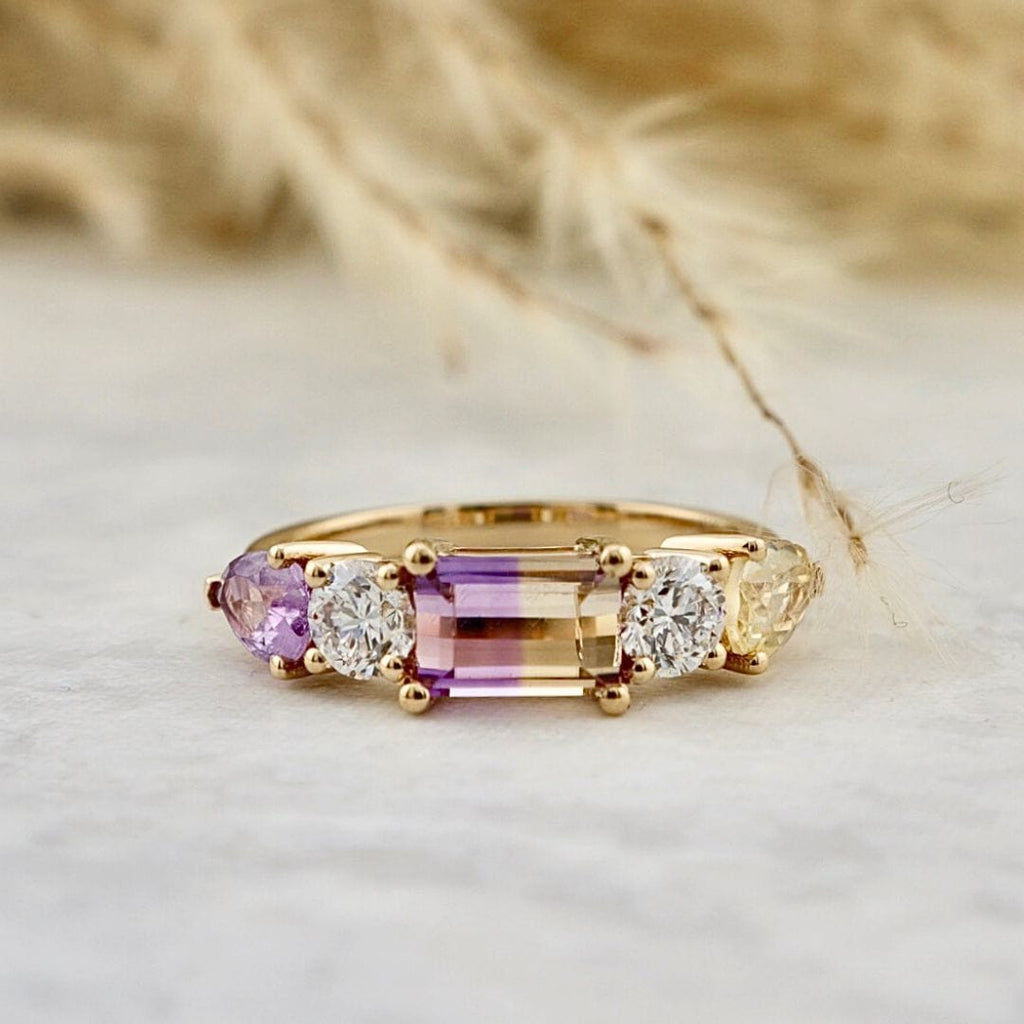 Bague En Or 18 Carats Avec Améthyste Et Citrines - 8,31 G, Taille 52, Occasion