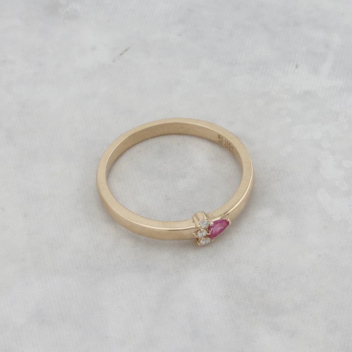 Mathieu Blanchard Bagues Bague Trillion en or 14K, diamant et saphir