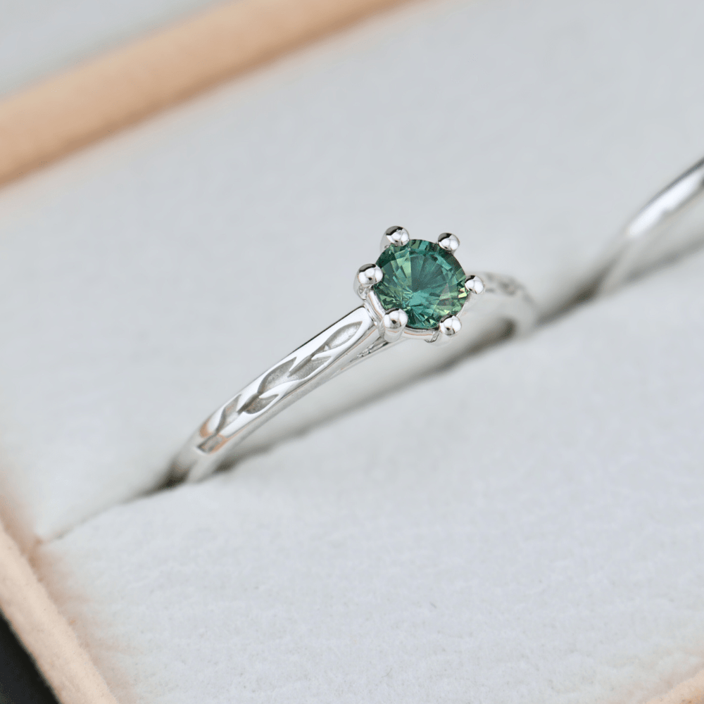 Mathieu Blanchard Bagues Bagues Ensemble d'alliances en or 14K - 18K ou platine et saphir Bleu - Vert