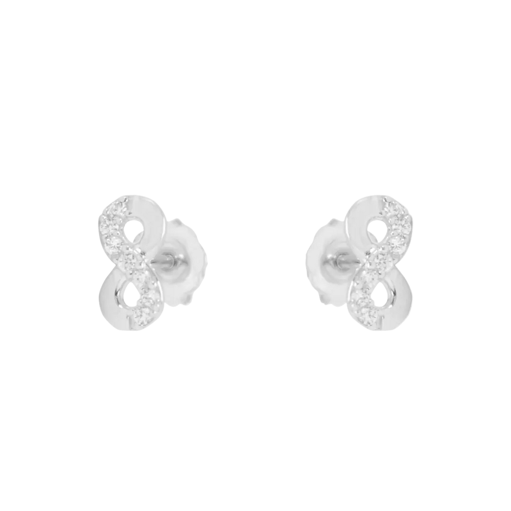 Boucles d'oreilles Infini - Boucles d'oreilles Or blanc 10K EW-J39-020 Boucles d'oreilles Infini en or 10K avec tiges vissées en or 10K | Mathieu Blanchard Mathieu Blanchard Joaillerie