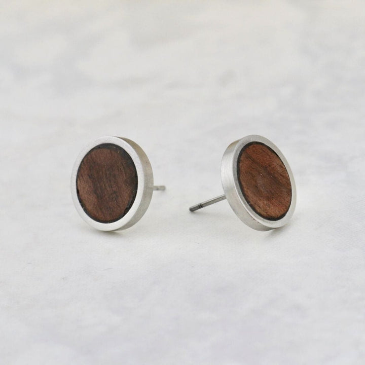Boucles d’oreilles Noyer et en acier inoxydable Mathieu Blanchard Boucles d&