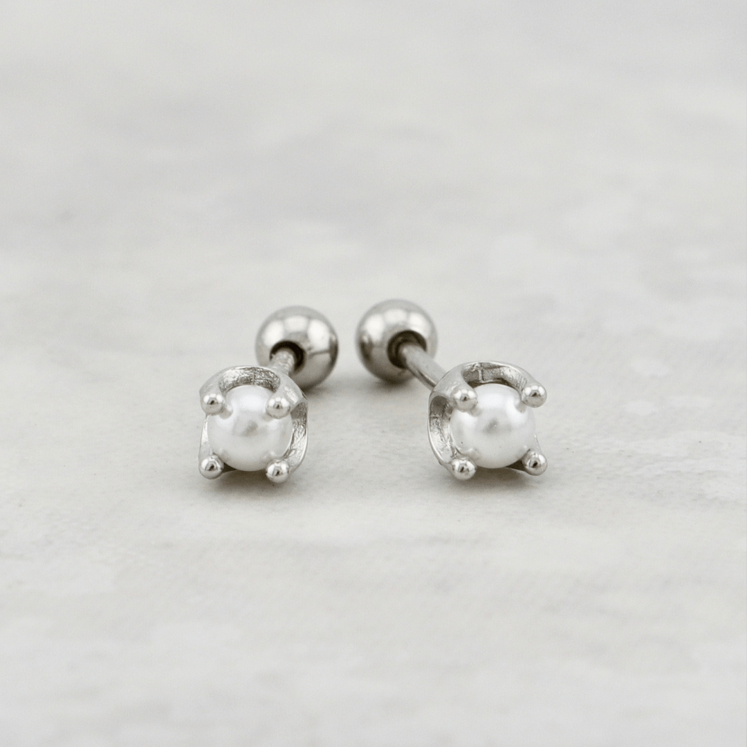 Boucles d'oreilles Perles en argent sterling Mathieu Blanchard Boucles d'oreilles Boucles d'oreilles Perles argent 925 vissées | Mathieu Blanchard Mathieu Blanchard Joaillerie