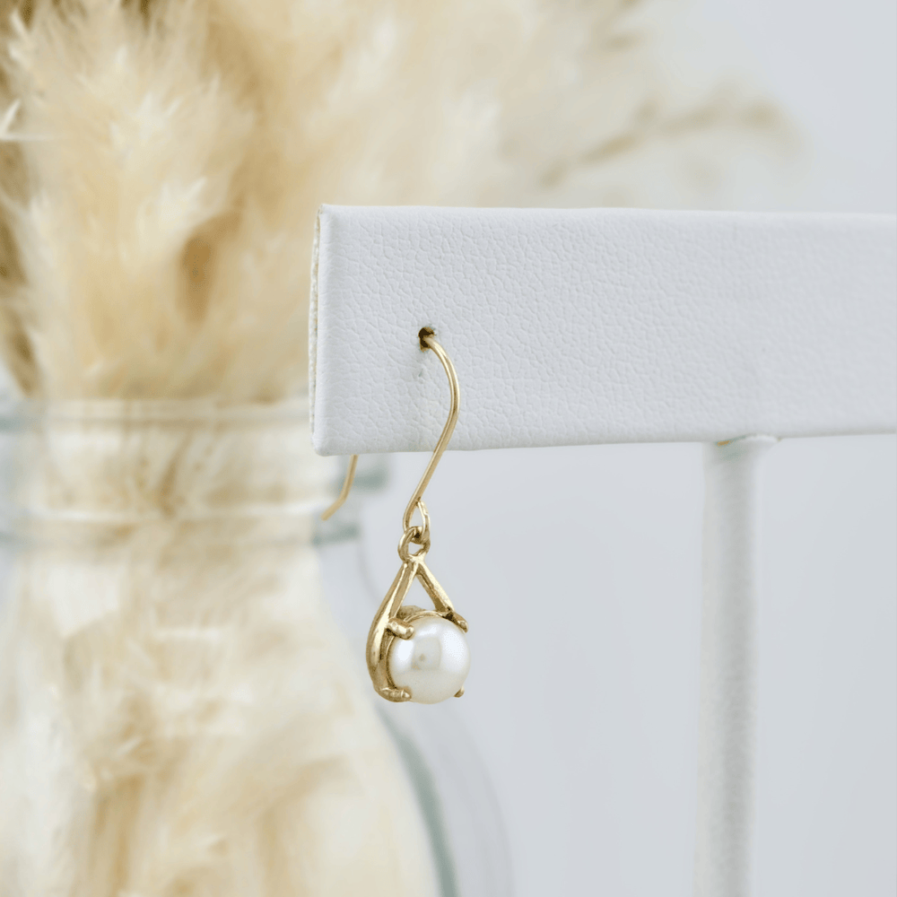 - Boucles d'oreilles Boucles d'oreilles perles en or jaune 10K