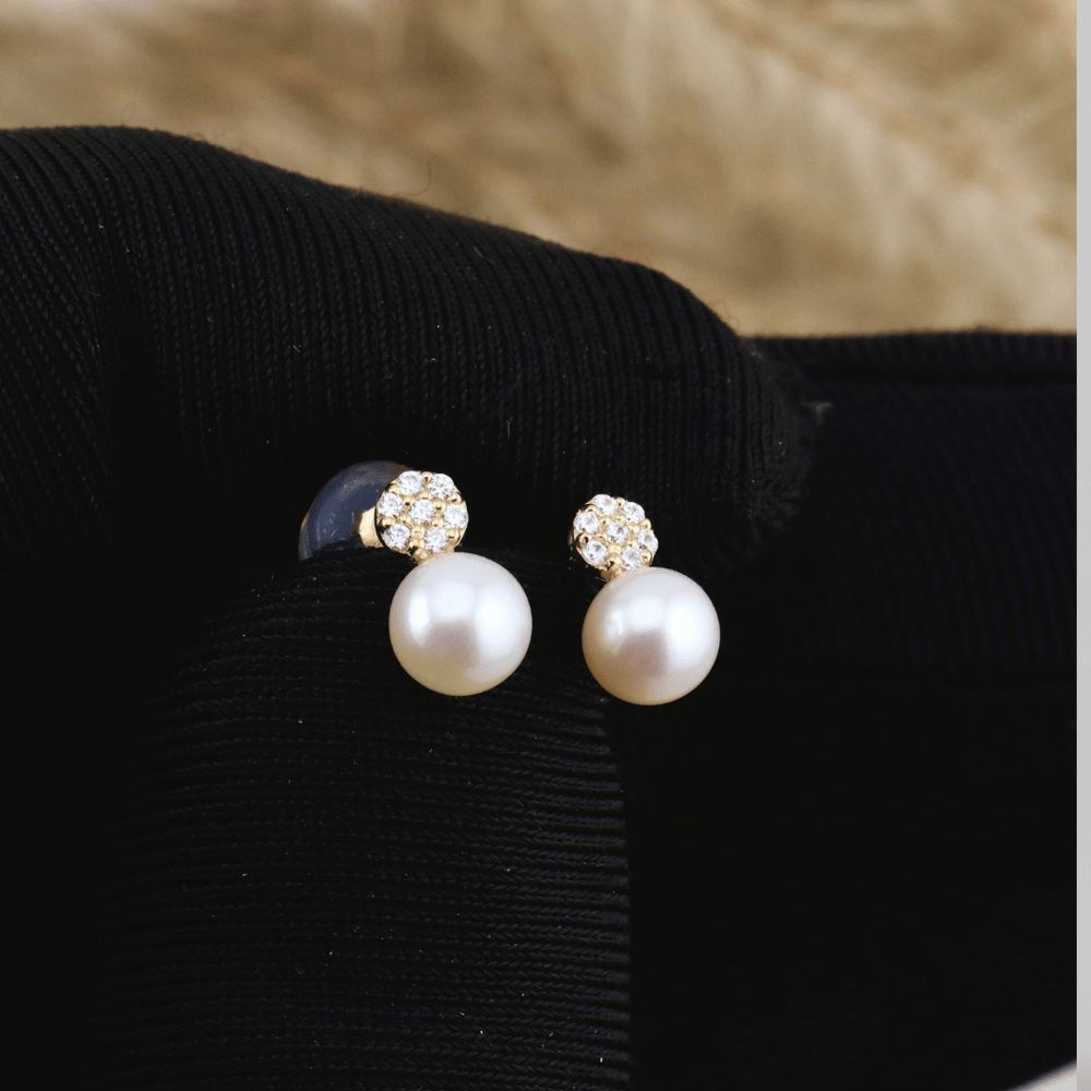 - Boucles d'oreilles Boucles d'oreilles perles en or jaune 10K