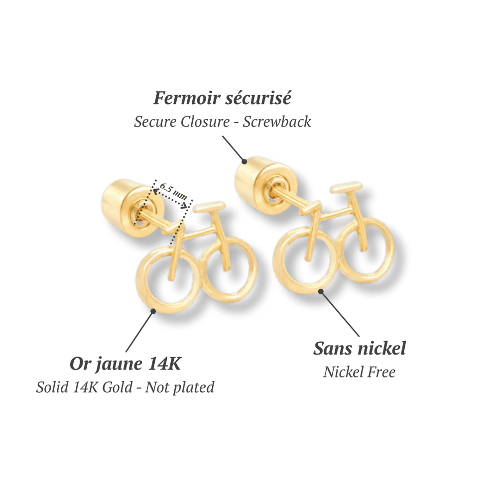 - Boucles d'oreilles Or jaune 14K Boucles d'oreilles Vélo