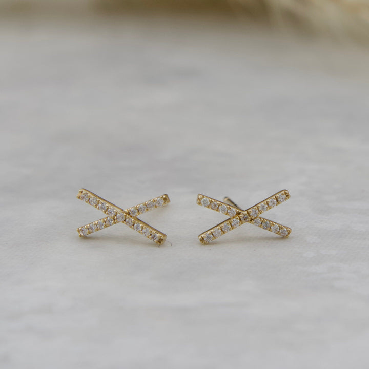 Mathieu Blanchard Boucles d'oreilles Doré / Or 14K Boucles d'oreilles X en or 14K et moissanite