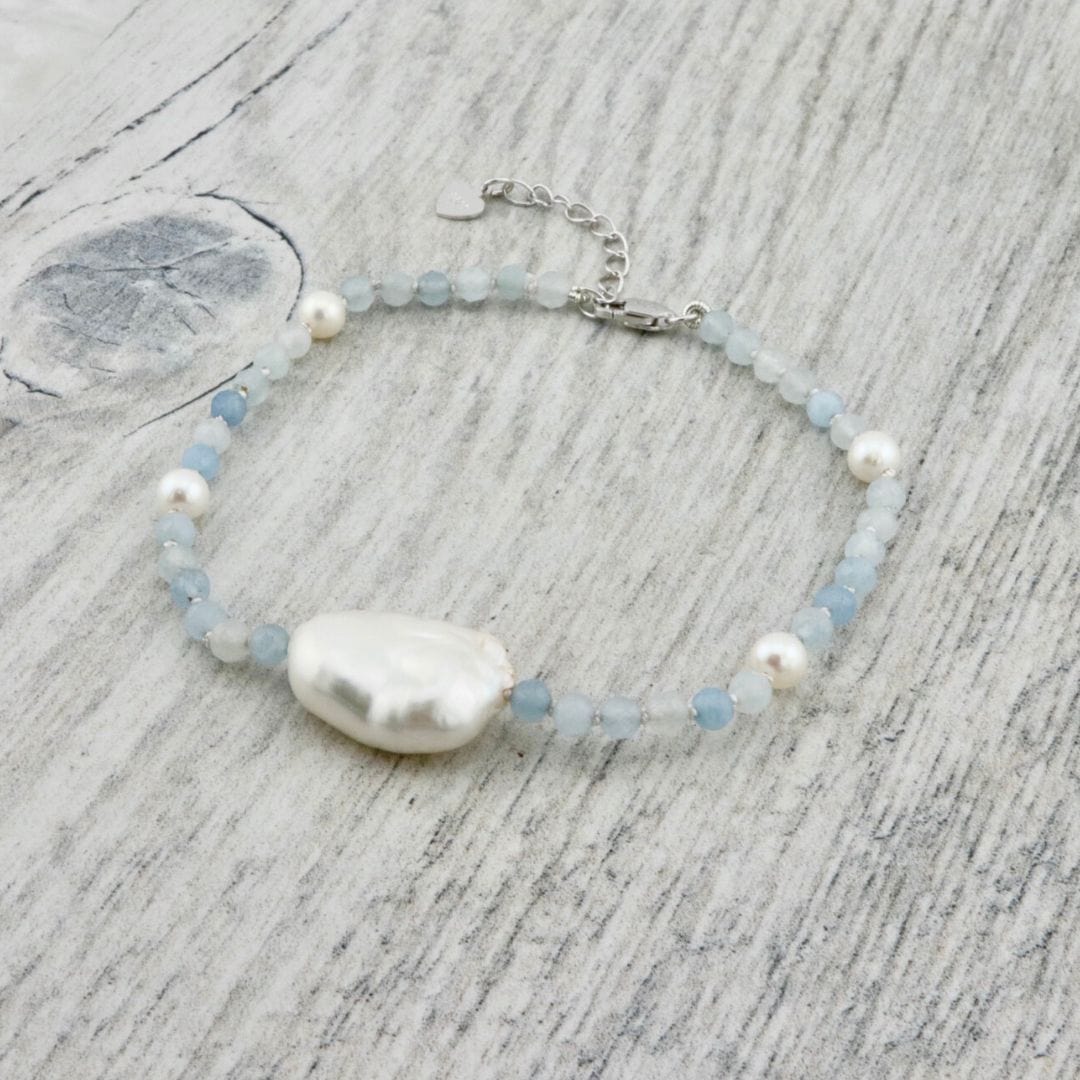 Mathieu Blanchard Argent sterling Bracelet Aqua en perles, aigues-marines et argent sterling