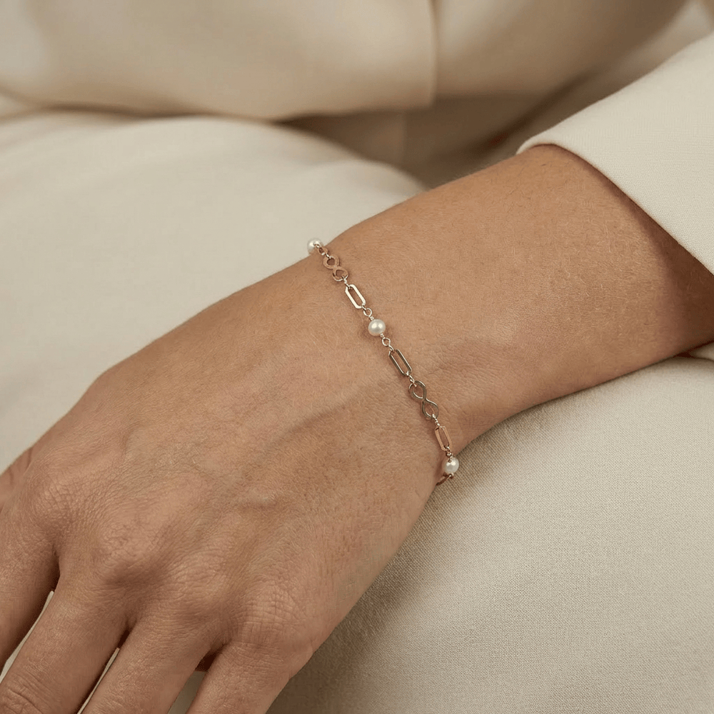 Bracelet Chaîne et perles en or jaune 10K - Bracelets Or jaune 10K VI60-18P Bracelet Chaîne et perles en or 10K | Mathieu Blanchard Mathieu Blanchard Joaillerie