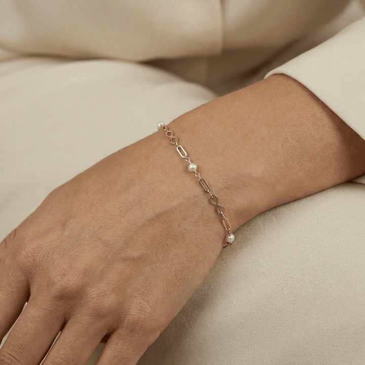 Bracelet Chaîne et perles en or jaune 10K - Bracelets Or jaune 10K VI60-18P Bracelet Chaîne et perles en or 10K | Mathieu Blanchard Mathieu Blanchard Joaillerie