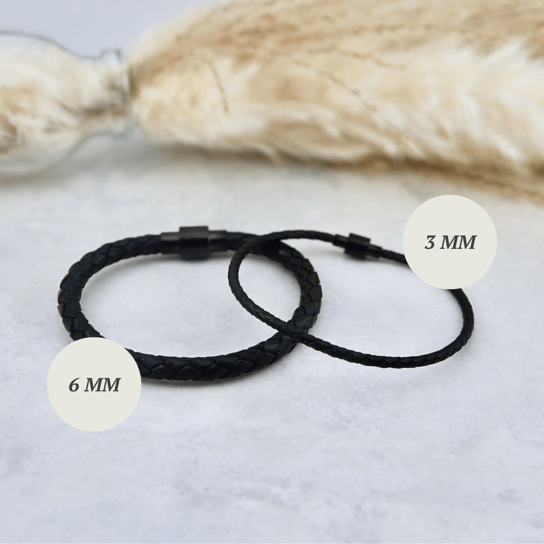 Bracelet Classique en cuir et en acier inoxydable Mathieu Blanchard Bracelets Bracelet Classique 6mm en cuir noir | Collection La Force Mathieu Blanchard Joaillerie