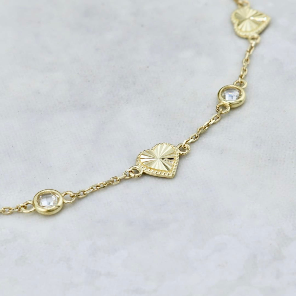 - 7 - 7.5 pouces Bracelet Coeur en or 10K