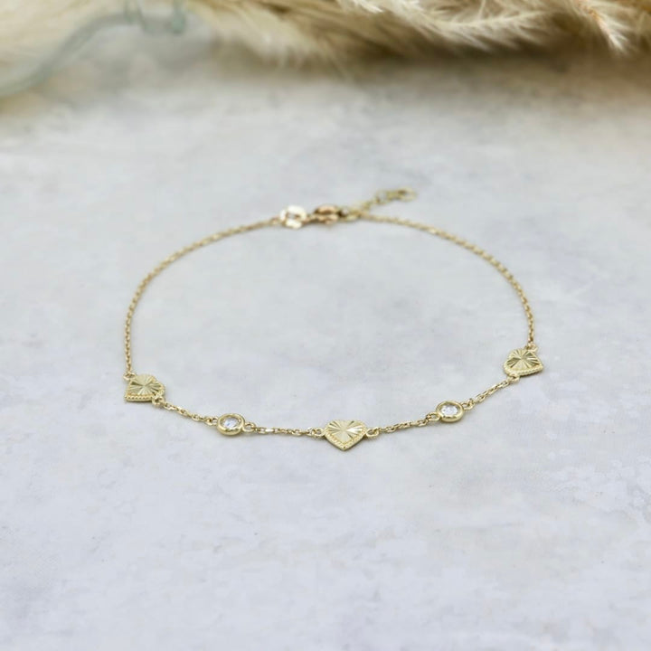- 7 - 7.5 pouces Bracelet Coeur en or 10K