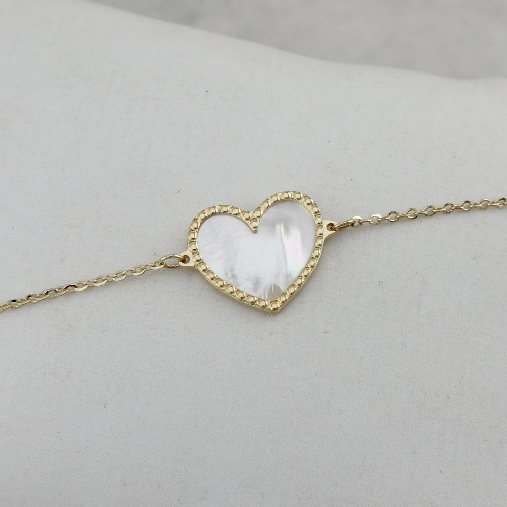 - Or 10K / 6.25 - 7 pouces Bracelet Coeur nacré en or 10K