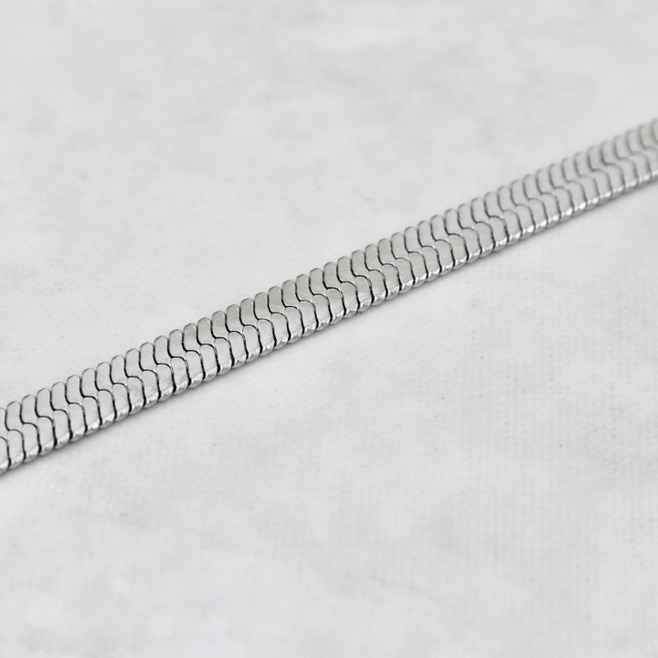 Bracelet de cheville maille Anglaise en acier inoxydable Mathieu Blanchard Bracelets de cheville Acier inoxydable Bracelet de cheville Herringbone en acier inox | Collection 2025 Mathieu Blanchard Joaillerie