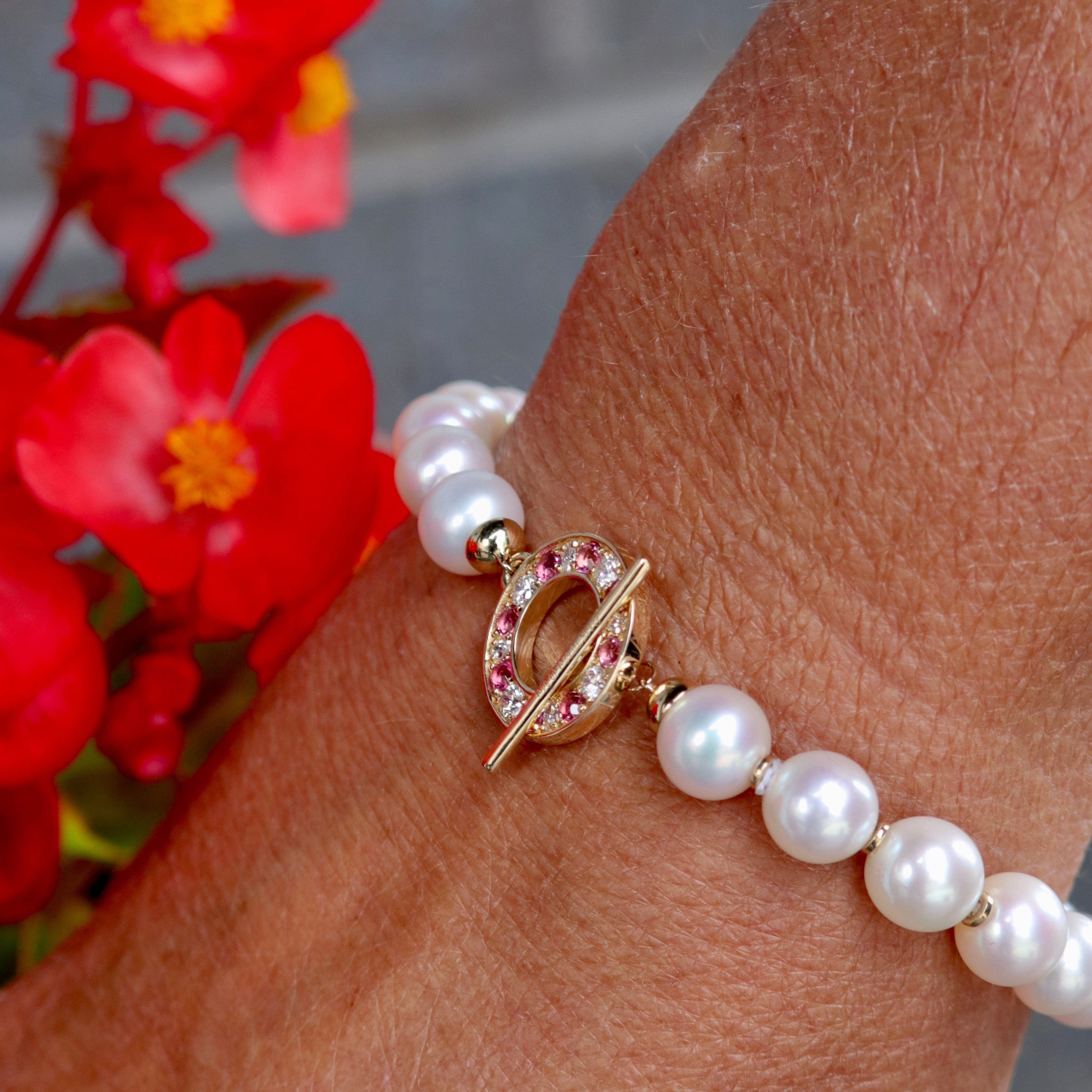 Pearl bracelet clearance 14k gold