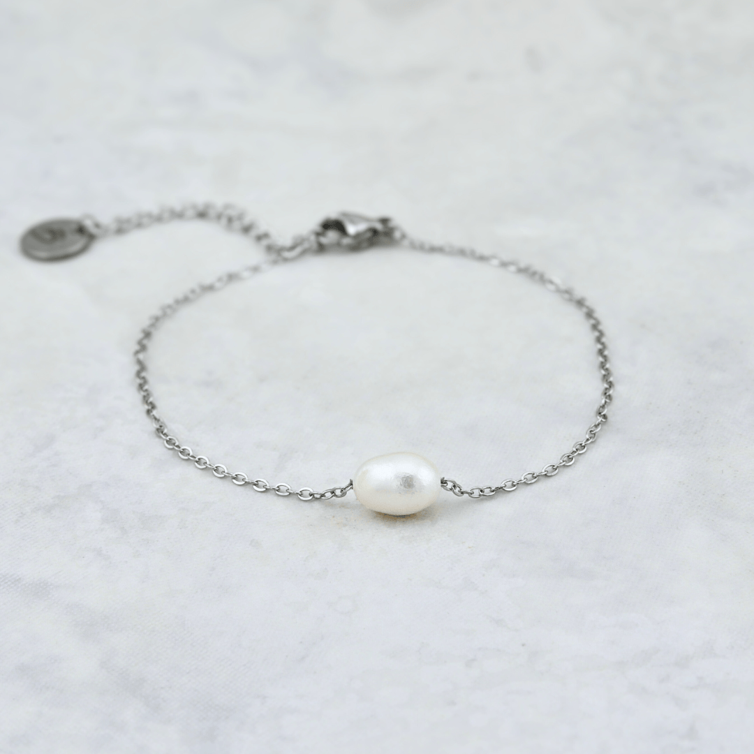 Bracelet et perle baroque en acier inoxydable Mathieu Blanchard Bracelets Bracelet en acier inox et perles baroques | Mathieu Blanchard Mathieu Blanchard Joaillerie