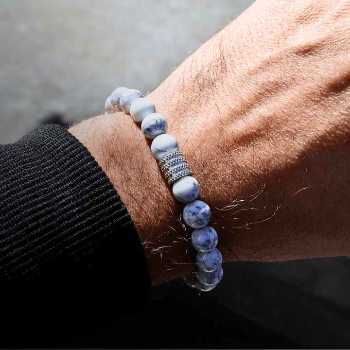 Bracelet La Force Turquoise Blanc en acier inoxydable Mathieu Blanchard Acier inoxydable PBRM17384S Bracelet La Force Turquoise blanc 8mm | Mathieu Blanchard Joaillerie Mathieu Blanchard Joaillerie