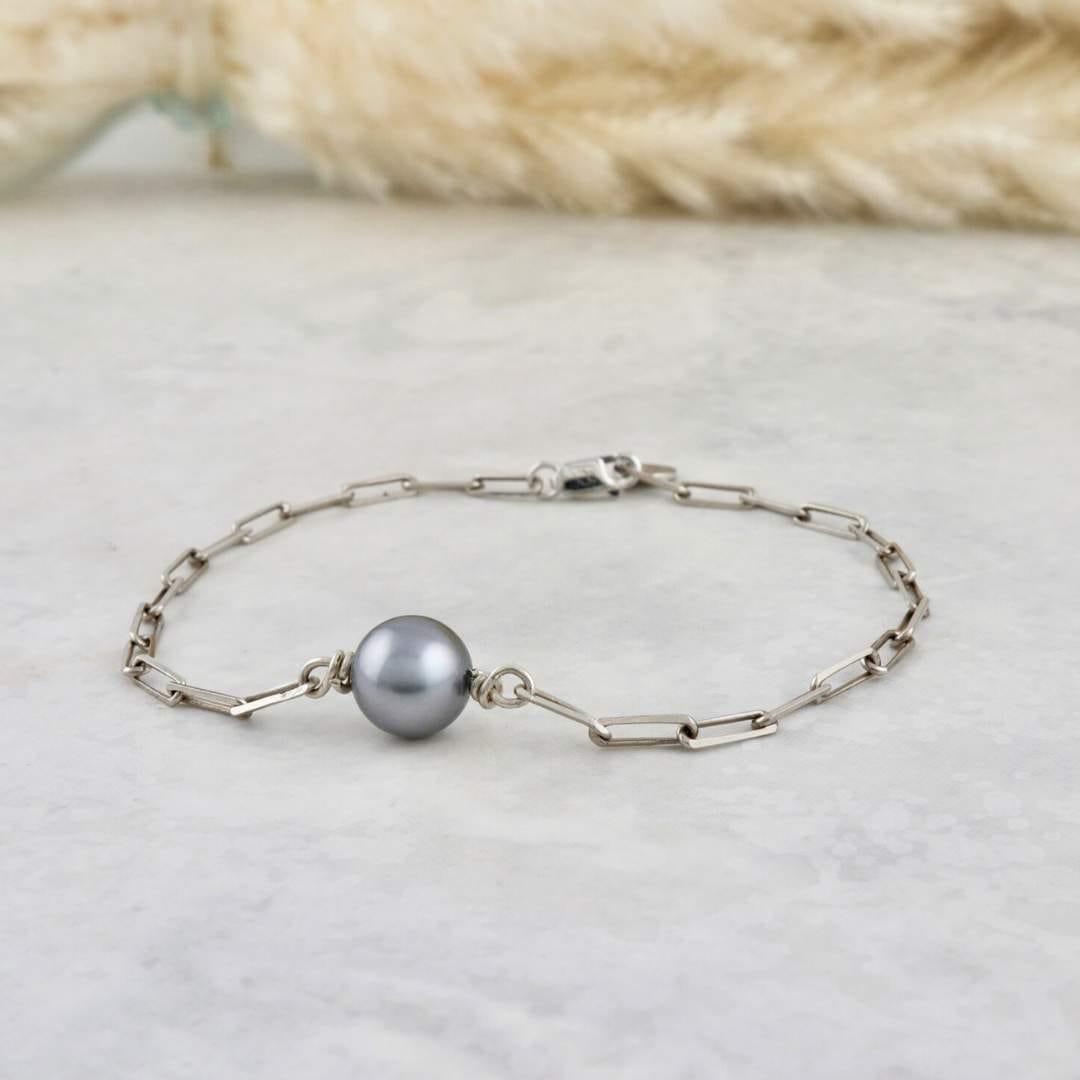 Bracelet Oceania et perle de Tahiti en argent sterling Mathieu Blanchard Bracelets Bracelet en argent sterling et perle de Tahiti | Mathieu Blanchard Mathieu Blanchard Joaillerie
