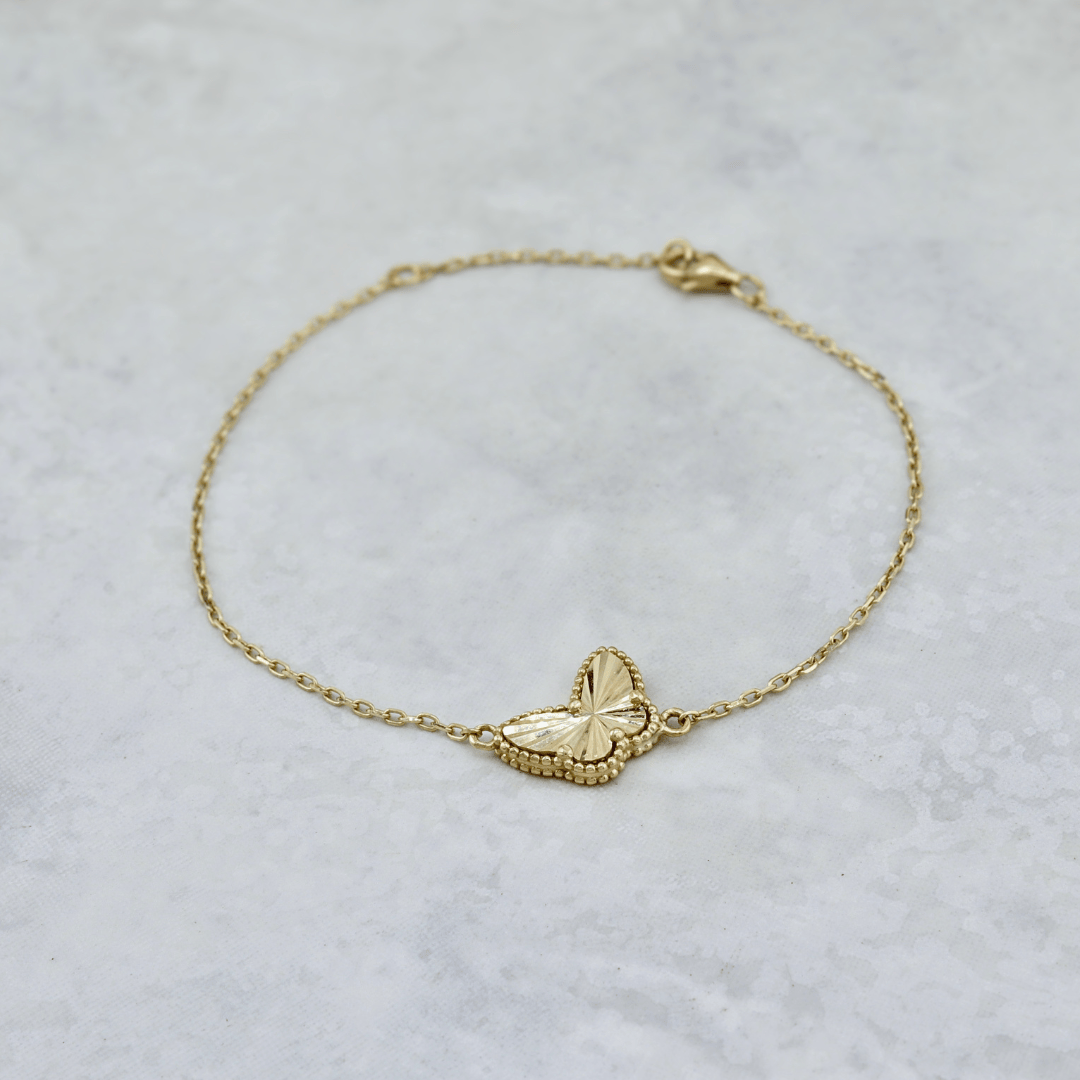 - 7 - 8 pouces Bracelet Papillon en or 10K