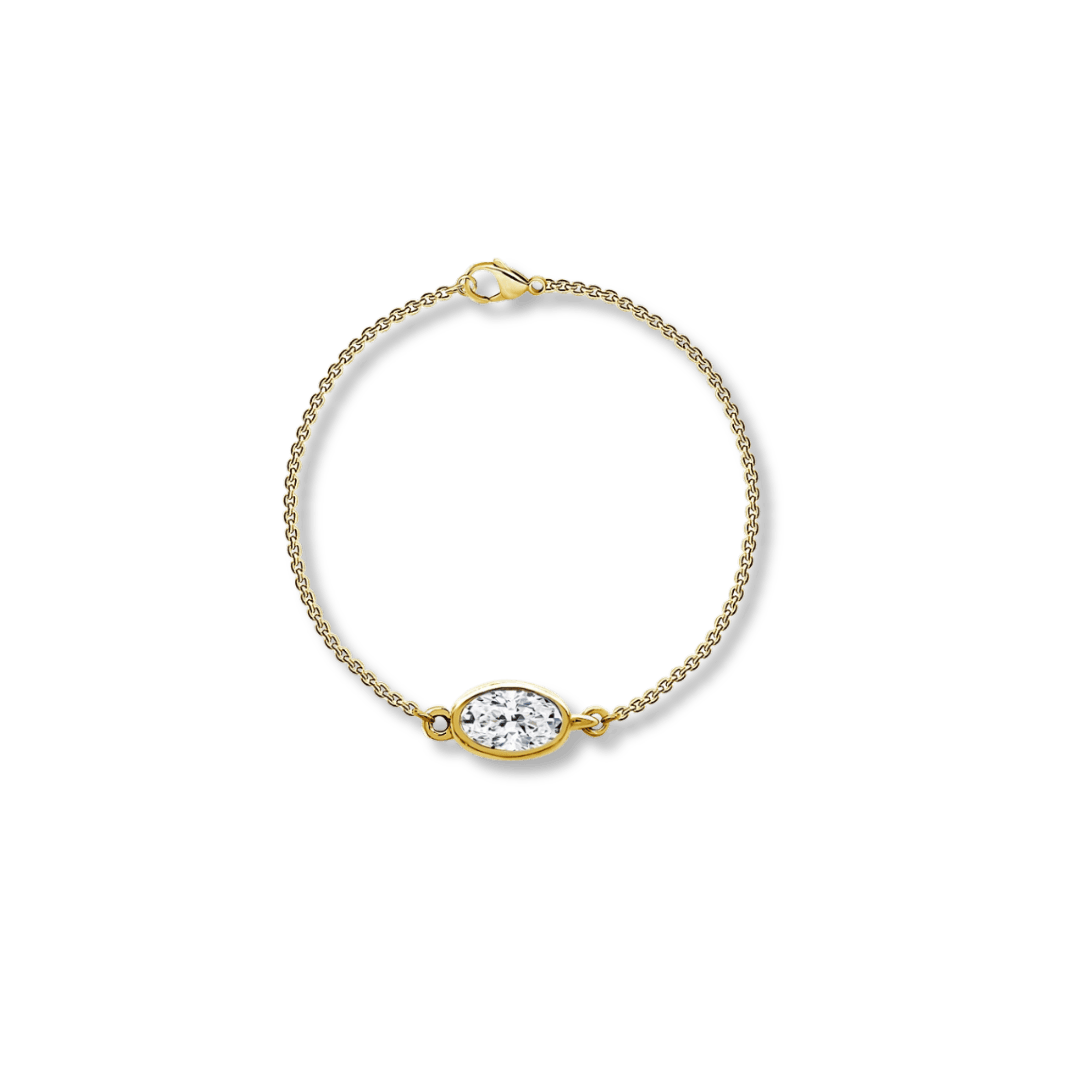 Mathieu Blanchard Or jaune 14K / 7 pouces Bracelet réversible Oval - Diamants 0.29 ctw