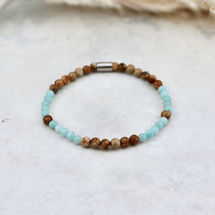 Bracelet Sérénité en acier inoxydable Mathieu Blanchard Acier inoxydable PBRM17376S Bracelet Sérénité en Jaspe et Amazonite | Mathieu Blanchard Mathieu Blanchard Joaillerie