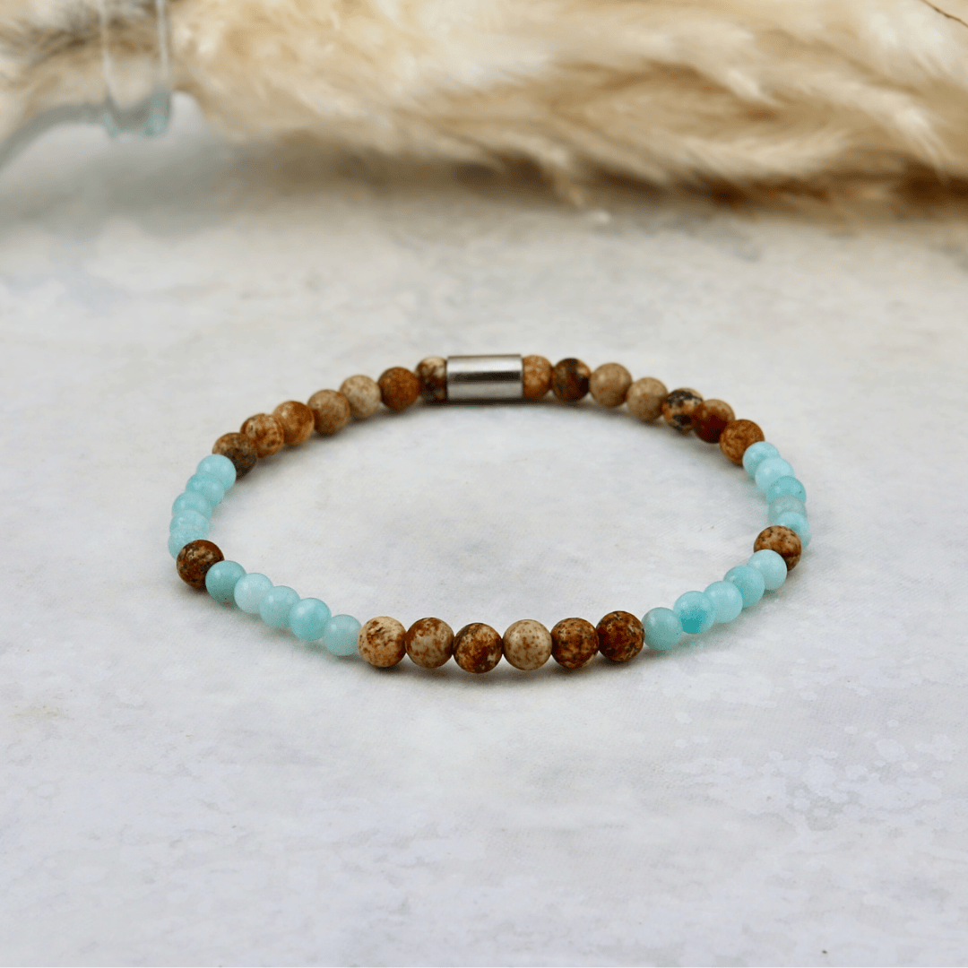 Bracelet Sérénité en acier inoxydable Mathieu Blanchard Acier inoxydable PBRM17376S Bracelet Sérénité en Jaspe et Amazonite | Mathieu Blanchard Mathieu Blanchard Joaillerie