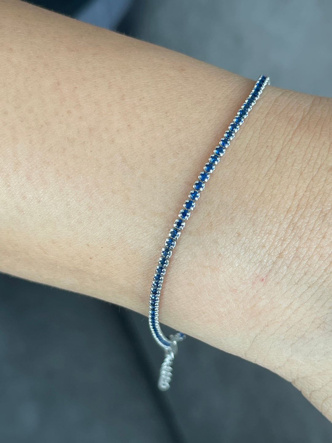 Caroline Néron Bracelets de cheville Argent / 7 pouces + extension Bracelet Tennis Exclusive Bleu en argent sterling