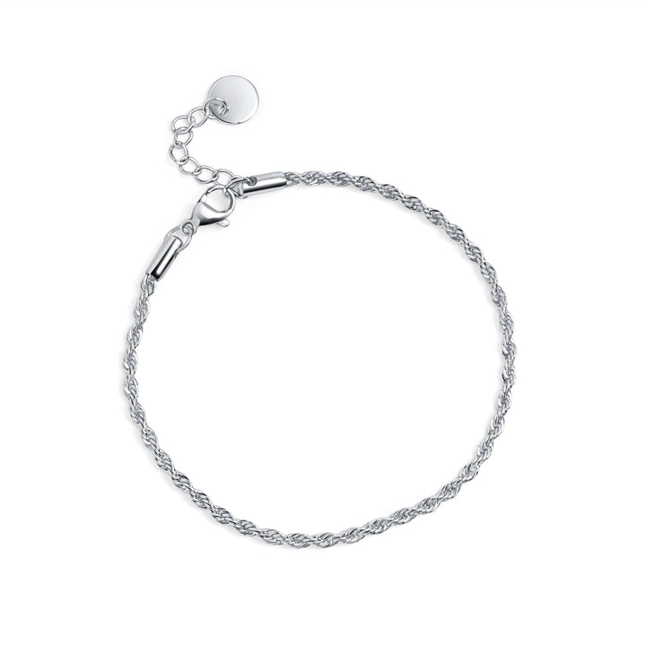 Mia bijoux Bracelets Argent / 2 mm / Bracelet de cheville (23.5 cm + extension de 4.5 cm Chaîne Torsade en acier