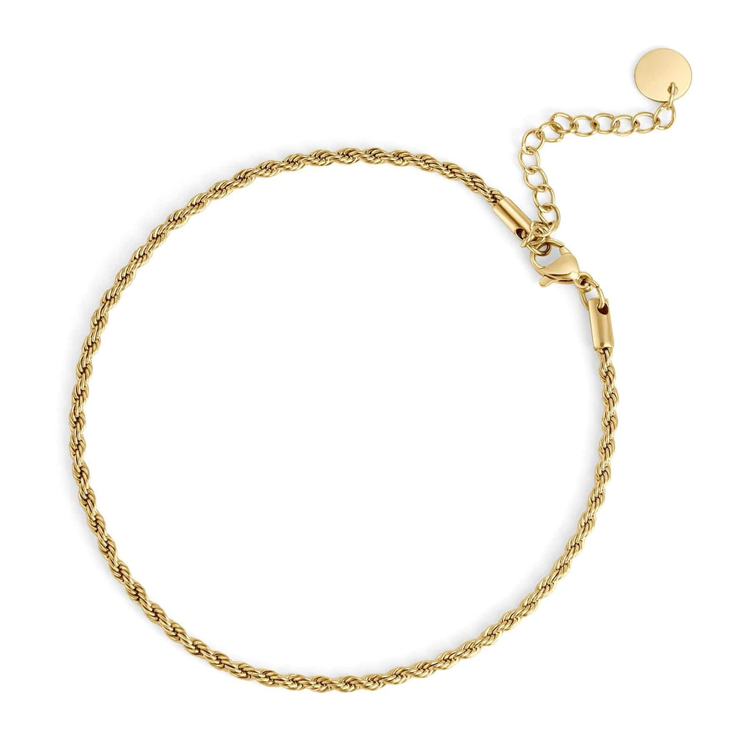 Mia bijoux Bracelets Doré / 2 mm / Bracelet de cheville (23.5 cm + extension de 4.5 cm Chaîne Torsade en acier