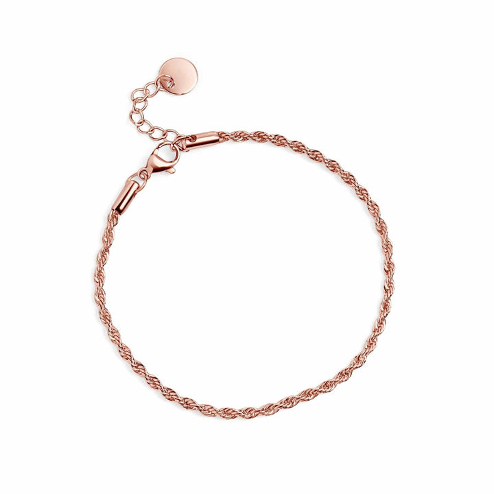 Mia bijoux Bracelets Rosé / 2 mm / Bracelet de cheville (23.5 cm + extension de 4.5 cm Chaîne Torsade en acier